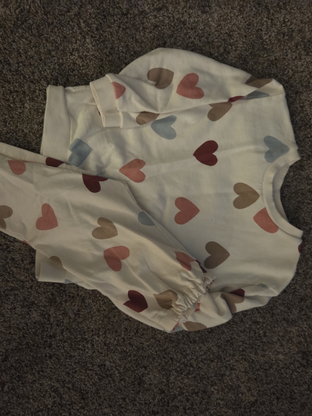 H&M Cream Outfit with Pink and Brown Heart Motif